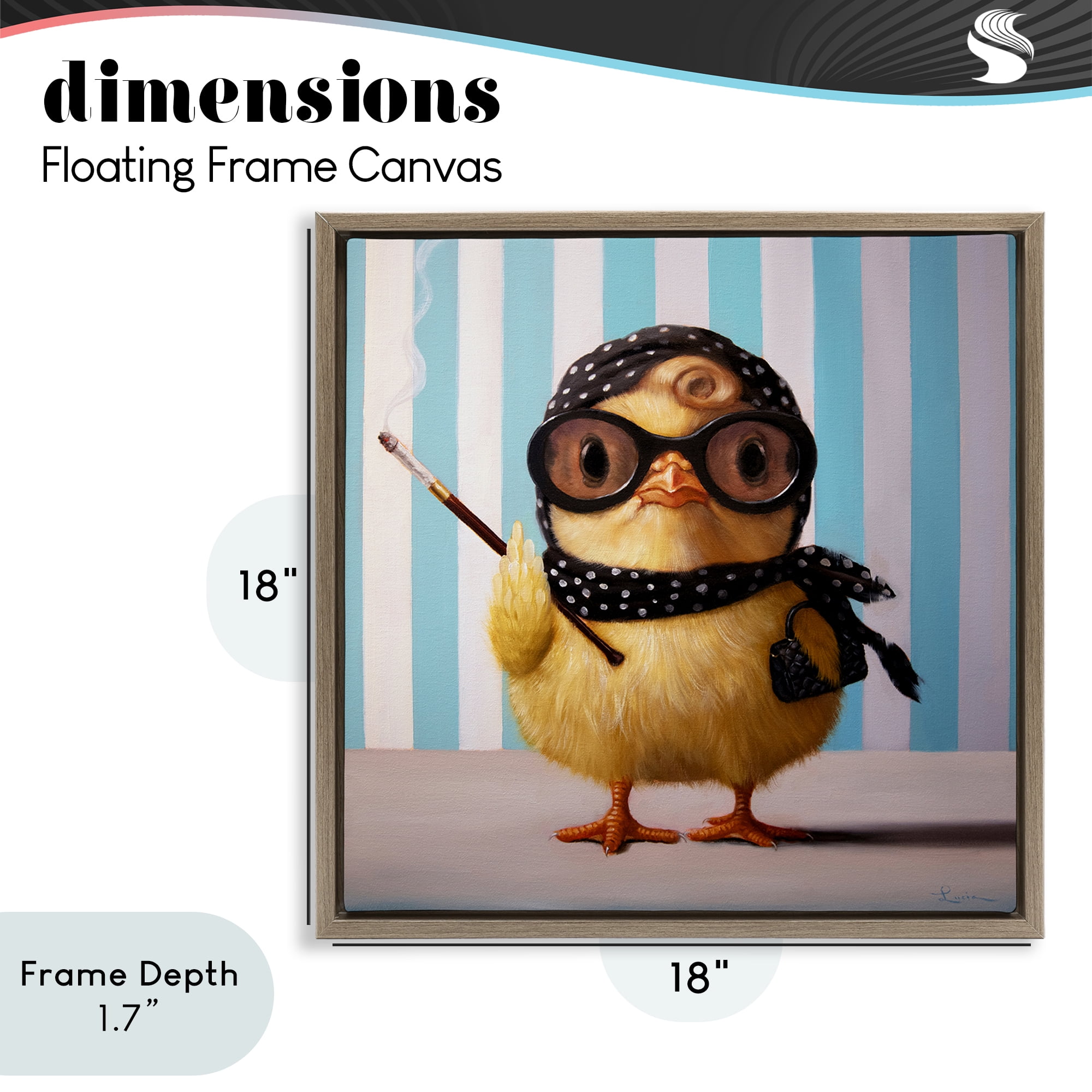 Stupell Industries Audrey Henburn Famous Chick Brown Framed Floater Canvas Wall Art, design by Lucia Heffernan