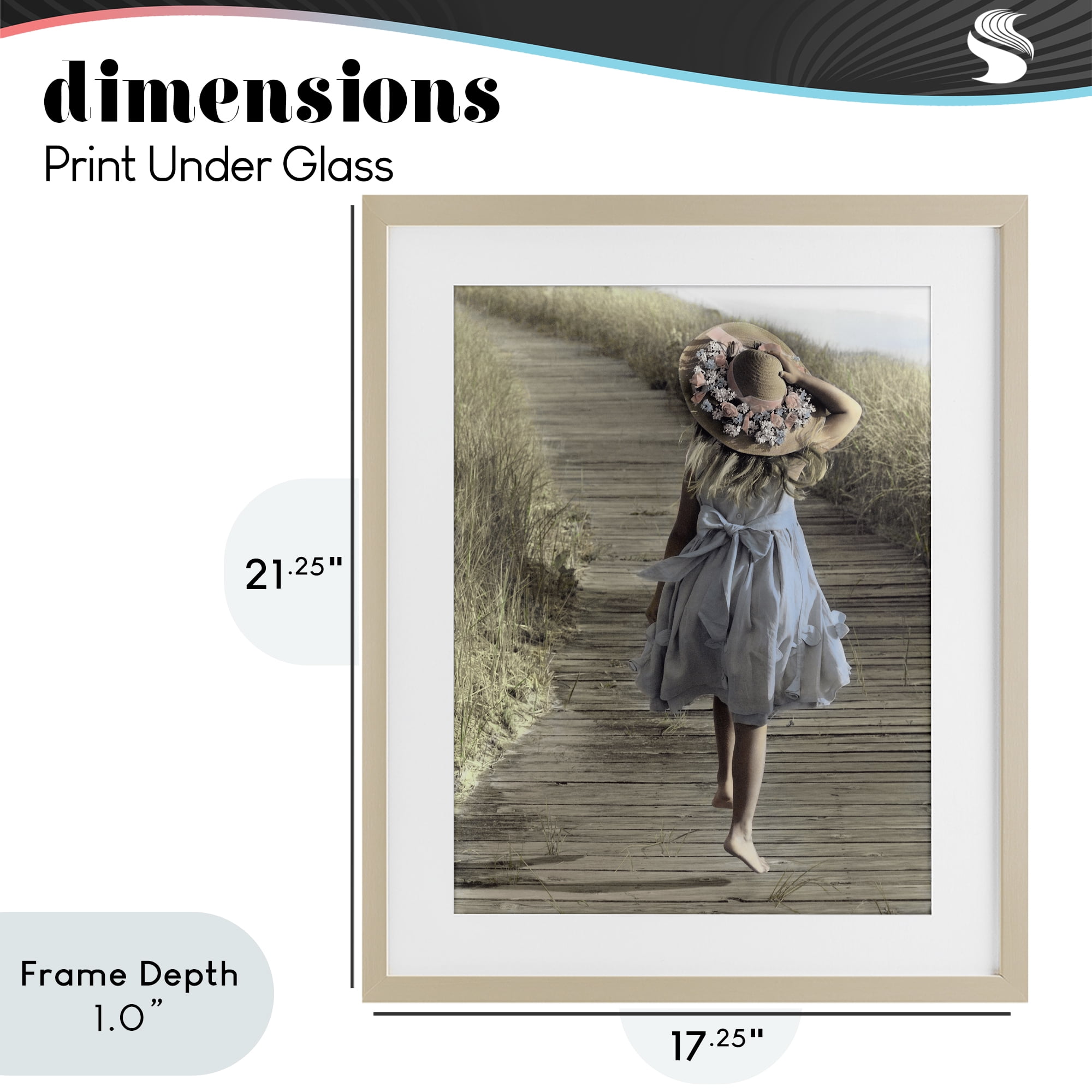 Stupell Industries Girl With Sun Hat Walking Birch Framed Print Under Glass, design by Kendra Dew