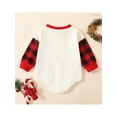 thumbnail image 3 of Franhais Baby Romper, Plaid Tree Elk Letter Print Round Neck Long Sleeve Bodysuit for Girls Boys, 0-18 Months, 3 of 8