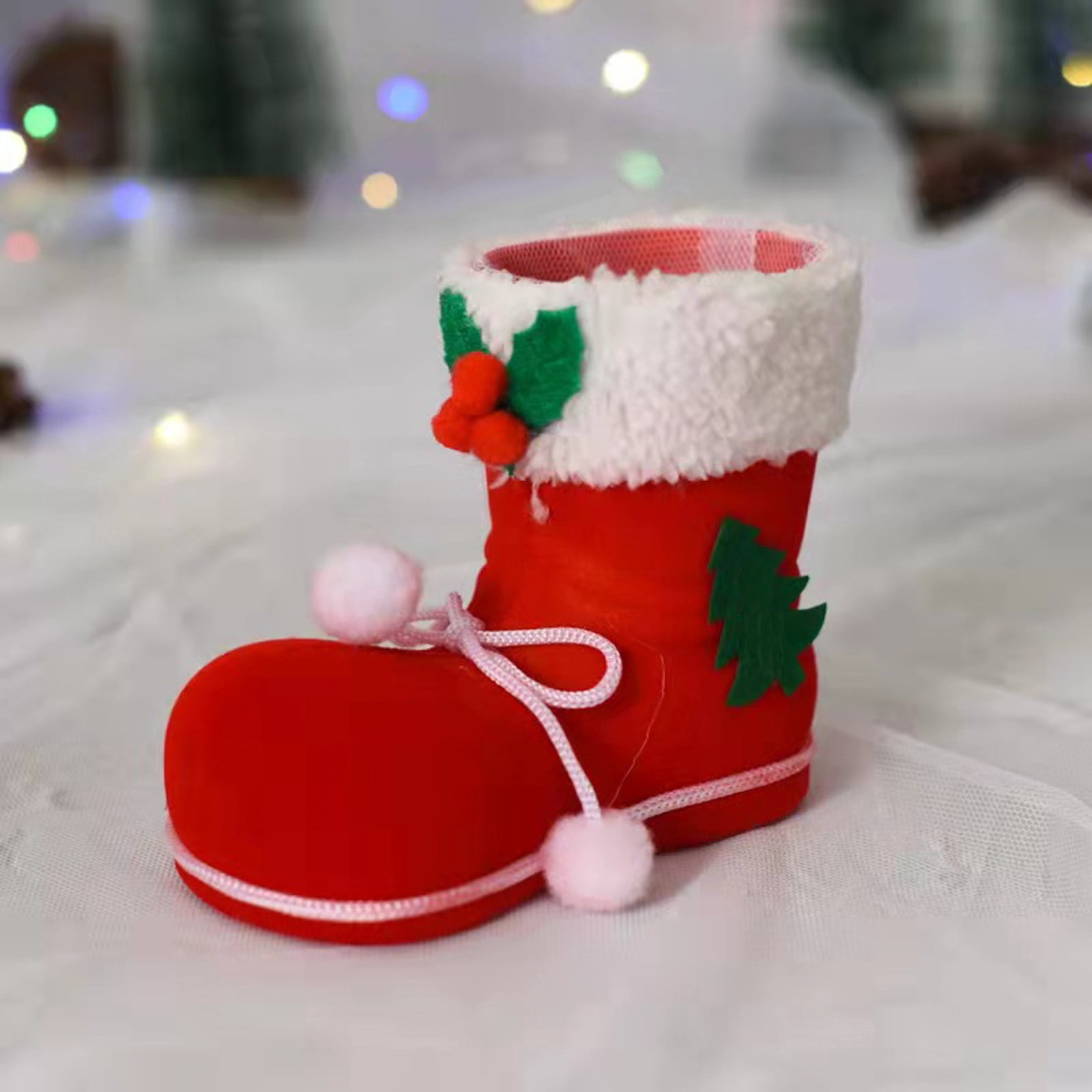 Bottes De Noël - Set De 3 Sacs-cadeaux à Suspendre (Père Noël, Bonhommes De Neige, Faons) - Déco Cheminée Ou Sapin