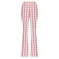 thumbnail image 6 of QATAINLAV Plaid Pants for Women Casual High Waist Flared Leggings Milk Silk Soft Yoga Pants 2024 Fall Bell Bottom Trousers Red S, 6 of 8