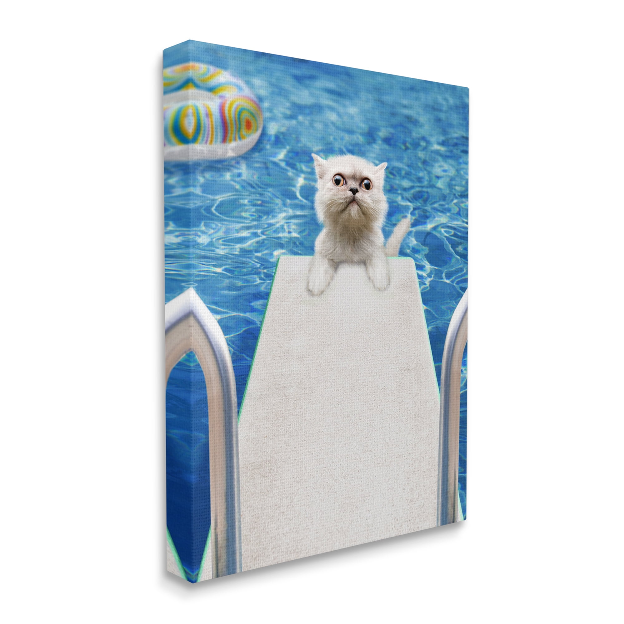 Stupell Industries Cat on Diving Board Animals & Insects Painting Gallery Wrapped Canvas Print Wall Art, 24 x 30