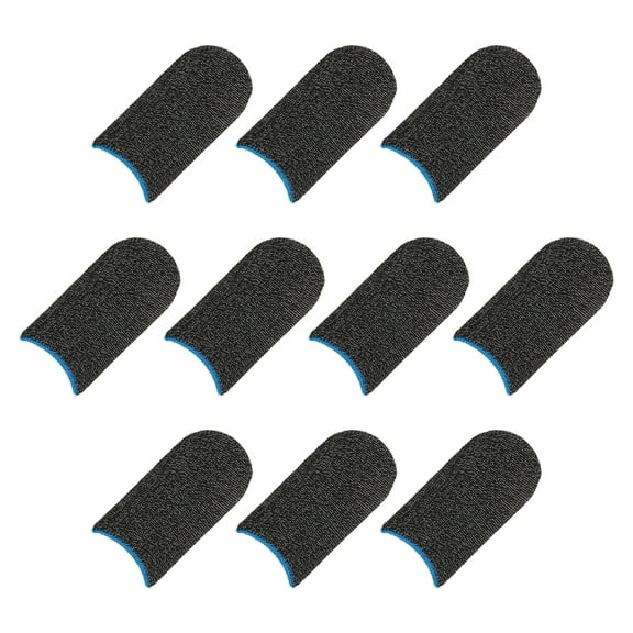 Mobile Gaming Finger Sleeve Controller Finger Thumb Sleeve Finger Gloves Black/Blue, Silver Fiber, Pack of 12