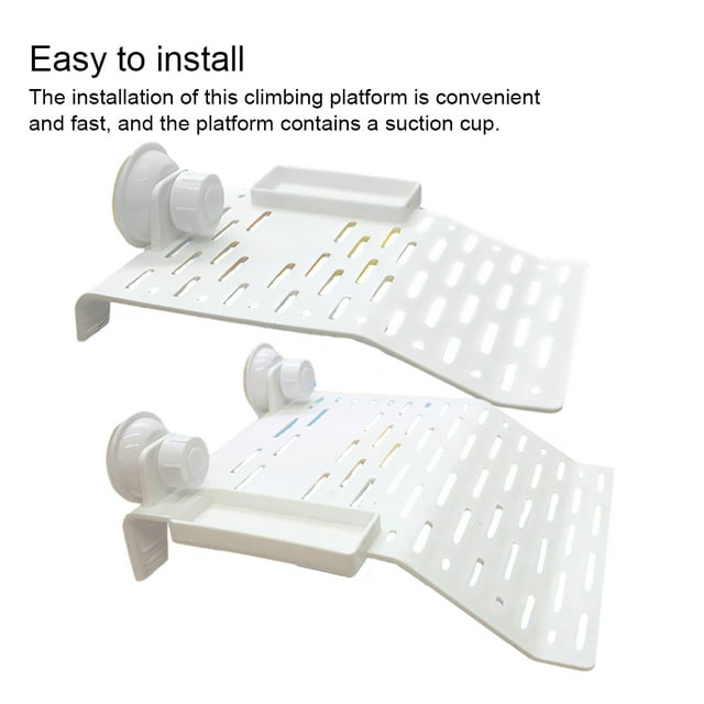 Ruiboury Terrarium Patio Reptile Climbing Platform with Suction Cup Acrylic Aquarium Reusable Washable Sunbathing Ramp Decor White L