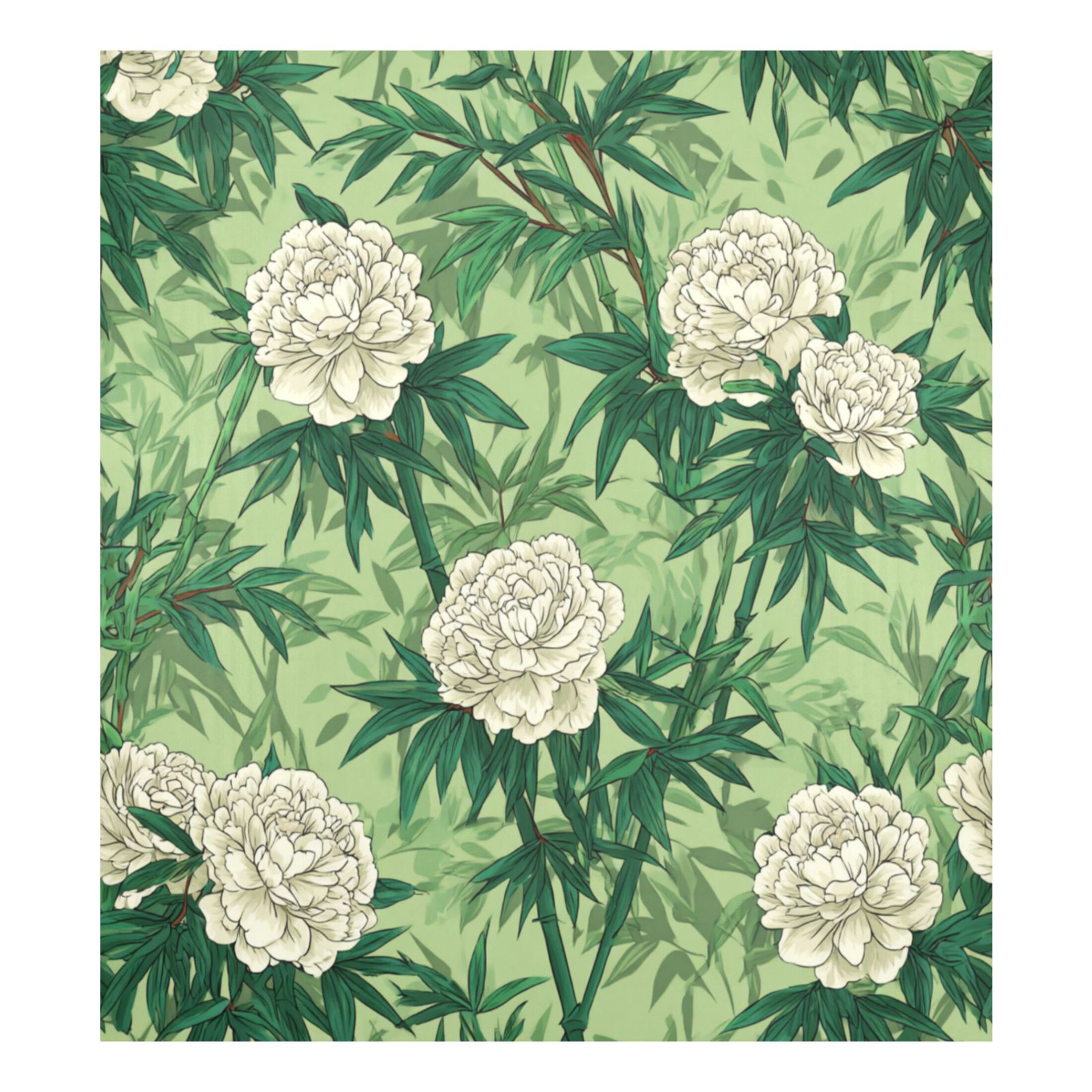 Dishwasher Magnetic Refrigerator Magnet Cover Sticker Home Decorative 23"x26" White Peony and Bamboo