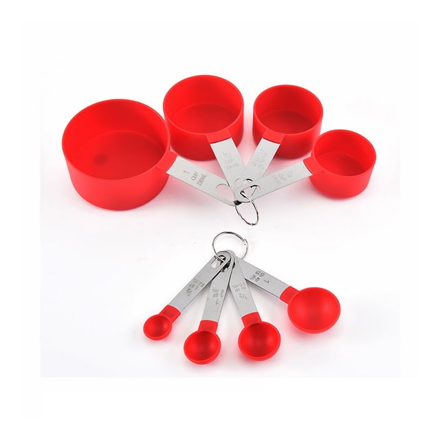 Kit de taza y cuchara medidora, taza y cuchara apilables, taza medidora anidada con mango de acero inoxidable, utensilios de cocina para cocinar y hornear
