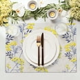 thumbnail image 3 of Yellow Blue Floral Placemats Set of 4 Spring Summer Flower Placemats 12 X 18 Inch Vintage Floral Plant Place Mats Washable Linen Farmhouse Table Mats for Party Kitchen Dining Holiday Indoor Decoration, 3 of 6