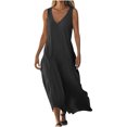 thumbnail image 1 of Admvng Robes pour Femmes Décontractées à Col en V Sans Manches Robe d'Été Grande Taille Ample Longue Robe de Plage d'Été P-2TG, 1 of 7