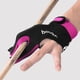 thumbnail image 3 of Guantes de billar transpirables para mujer y hombre, mano izquierda/derecha, profesionales, abiertos, 3 dedos Rosa L, 3 of 9
