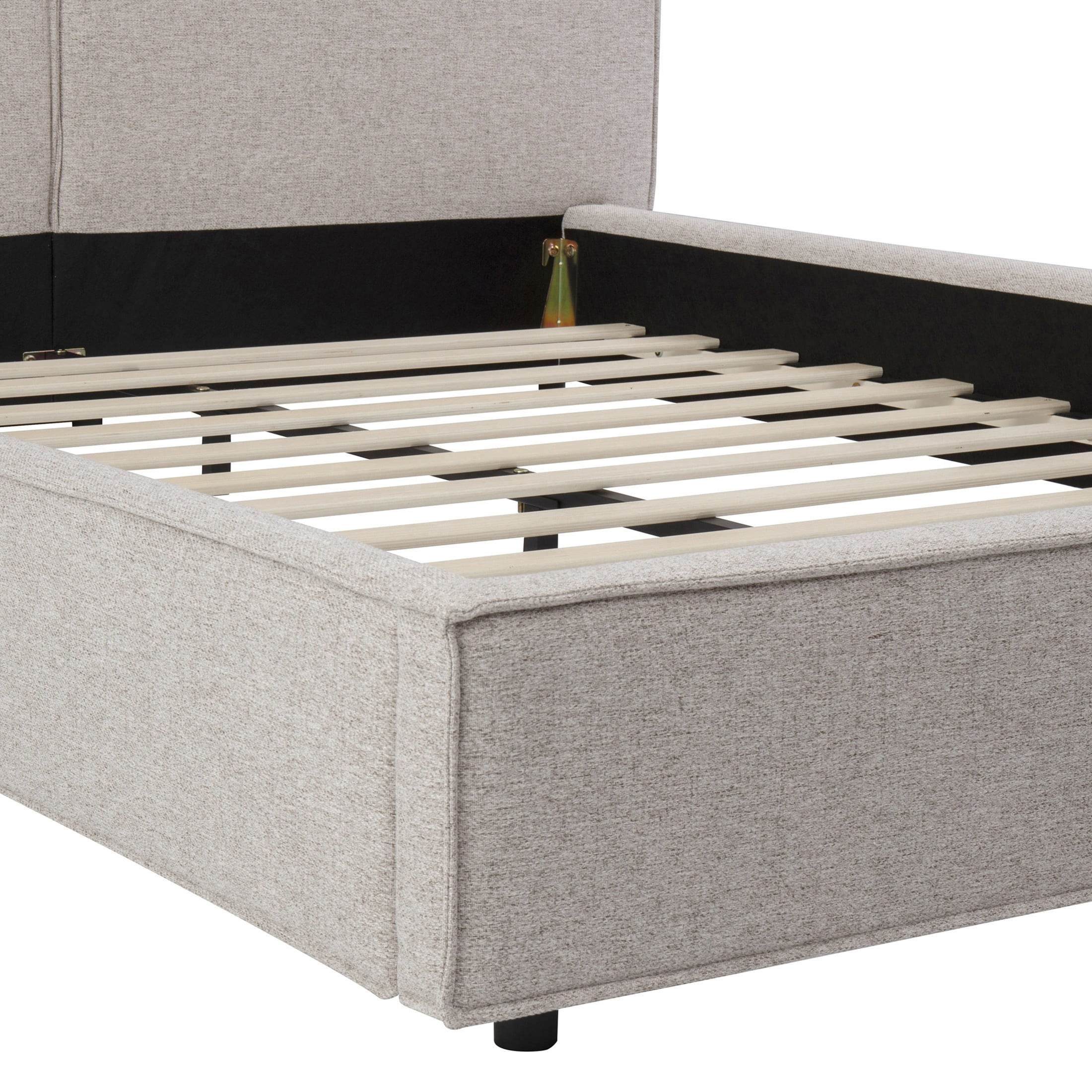 Christopher Knight Home Modern Tufted Queen Upholstered Platform Bed, Biscuit Stitching Headboard, Beige