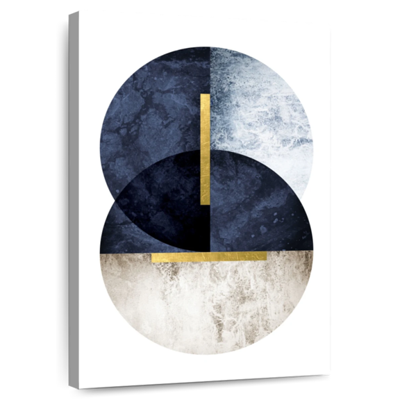 Elephant Stock Dark Navy Wall Art - Vertical Canvas Wall Art - Living Room Wall Decor - Abstract Canvas - White And Gold Decor By Urban Epiphany - 8" x 12"