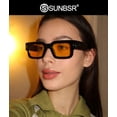 thumbnail image 3 of Gafas de sol clásicas cuadradas SUNBSR para mujer y hombre negro/naranja, 3 of 9