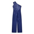 thumbnail image 5 of vastwit Kids Girls Wide Leg Jumpsuit Sequin Sleeveless One Shoulder High Waist Party Romper Playsuit Navy Blue 16, 5 of 7