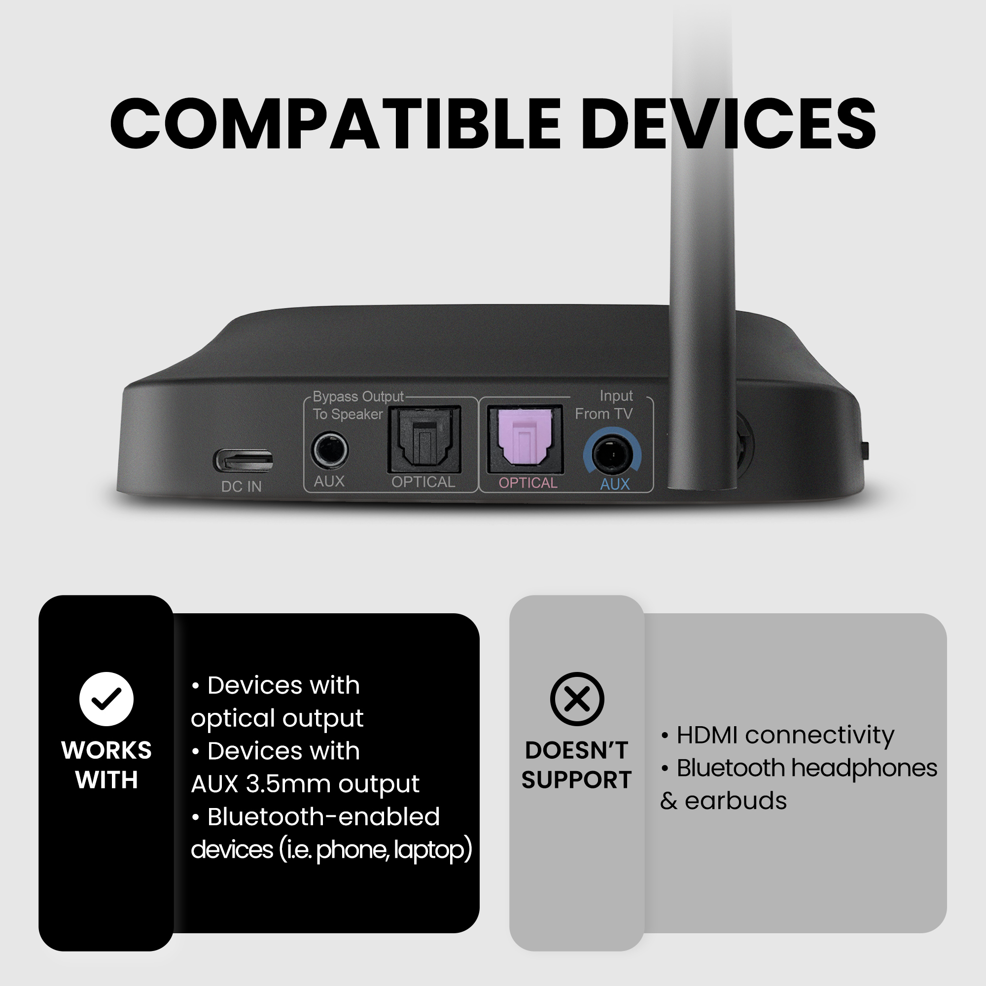 Avantree Quartet 2 - Bluetooth-Compatible Wireless Group Listening Headphones & Transmitter Set for Parties, Silent Discos, Church, TV - Multiple Rechargeable Headphones with Low Latency