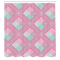 thumbnail image 2 of Ambesonne Abstract Shower Curtain, Checkered Plaid Pink Mint, 69"Wx70"L, Pink and Mint Green, 2 of 4
