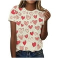 thumbnail image 2 of Craaazy Women's Valentines Short Sleeve Shirts Crew Neck Cute Love Heart Tops Gifts, 2 of 5