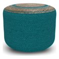thumbnail image 3 of Serena Pouf Rond Contemporain Tressé en Coton Bleu Aqua Profond, 3 of 8