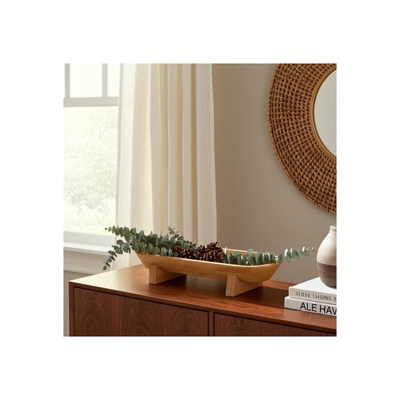 Decorative Wooden Bowl - Natural Mango Wood Tray - Casual Rustic Decor for Home, Office, Living Room, or Bedroom - Single Piece - 4" Brown