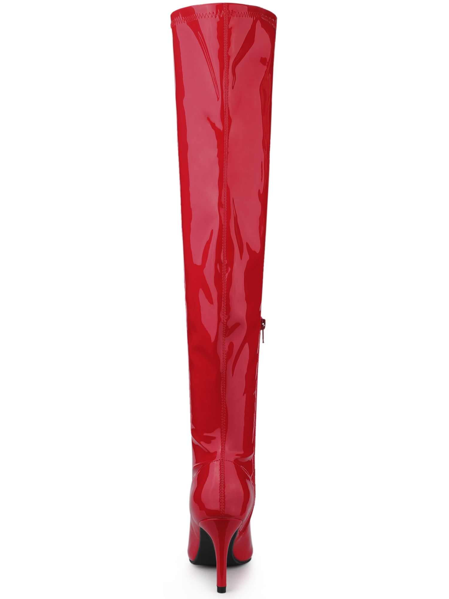 Unique Bargains Women's Pointed Toe Stiletto Heeled Over The Knee High Boots Red 6.5