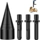 thumbnail image 1 of Cono de tornillo para partidor de troncos, partidor de troncos de cono de perforación con 3 mangos de taladro, 42 mm, taladro para leña, taladro helicoidal, partidor de cono para uso doméstico, 1 of 5