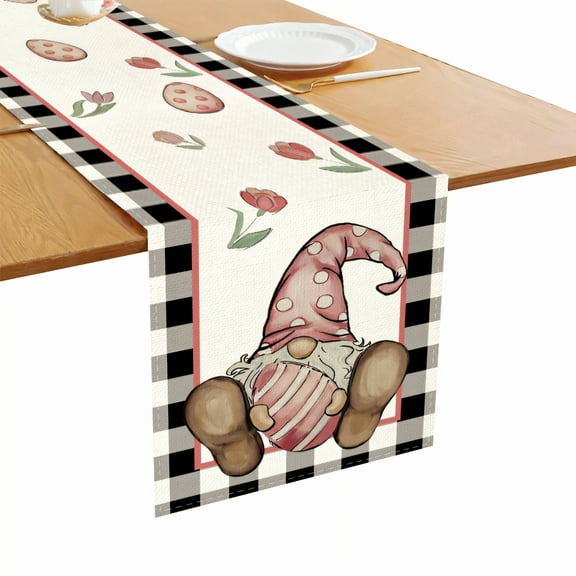 AUQ Easter Table Runner,Anti Skid Layer Table Runners 72 Inches Long,Delicate Ventilation Farmhouse Table Runner,Style1