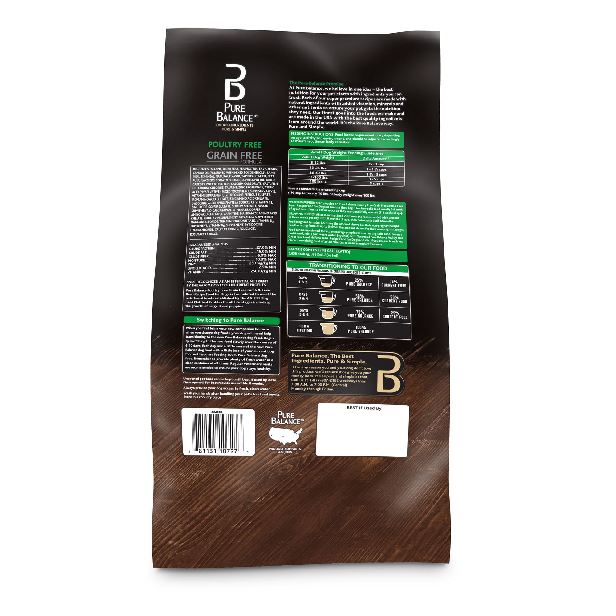 Pure Balance Grain Free Poultry Free Lamb Fava Bean Recipe Dry Dog Food 4 lb