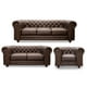 thumbnail image 1 of Sala de Piel Genuina Clásico 3-2-1, Sofá, Love Seat y Sillón,  6 plazas, Modelo Chesterfield P/V, Color Chocolate, Elegante, cómodo y Clásico, Hecho en Mexico. Medidas:  220 cm, 185 cm, 110 cm., 1 of 9