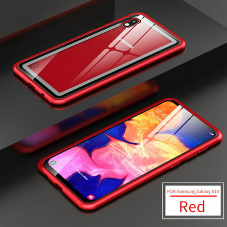 Galaxy A10 Case, Dteck Slim Metal Aluminum Bumper Frame Clear Glass Back Shell Case Cover For Samsung Galaxy A10 2019,