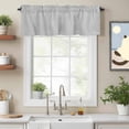 thumbnail image 2 of Grey Kitchen Curtain Valances for Windows Farmhouse Short Curtains, Vintage Leather Patterned Texture Solid Modern Rod Pocket Valance Curtain for Bedroom Cafe Living Room, 2 of 8