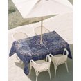 thumbnail image 2 of 60x84 Inch Outdoor Tablecloth with Umbrella Hole Zipper Rectangle Retro Bohemia Rectangular Tablecloths Waterproof Southwest Ethnic Tribal Geometric Print Purple Patio Table Cloth Cover for Picnic, 2 of 8