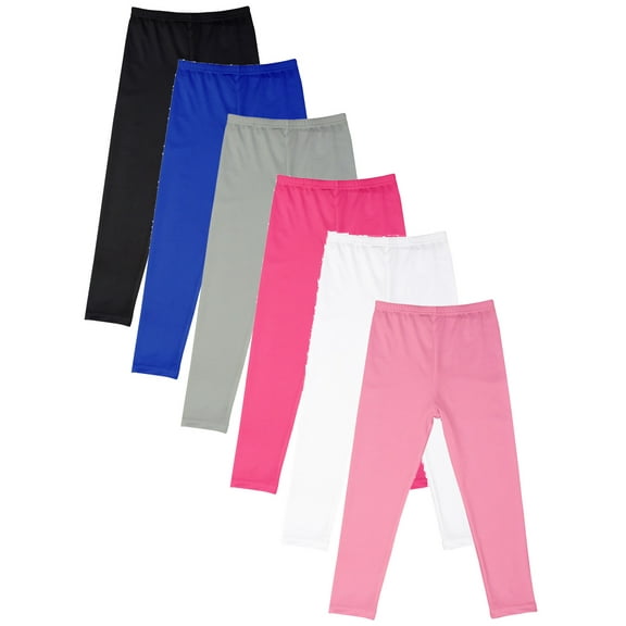 2 Pack Toddler Little/Big Girls Footless Leggings Kids Solid Ankle Length Stretchy Legging Pants for 4-12 Years