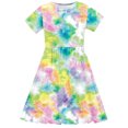 thumbnail image 7 of Odeerbi Kids Girls Gradient Tie-Dye Skater Dress Summer Cute Flared Swing Dress Kids Short Sleeve Stretchy A Line Dress Kids Girls Clothes, 7 of 7