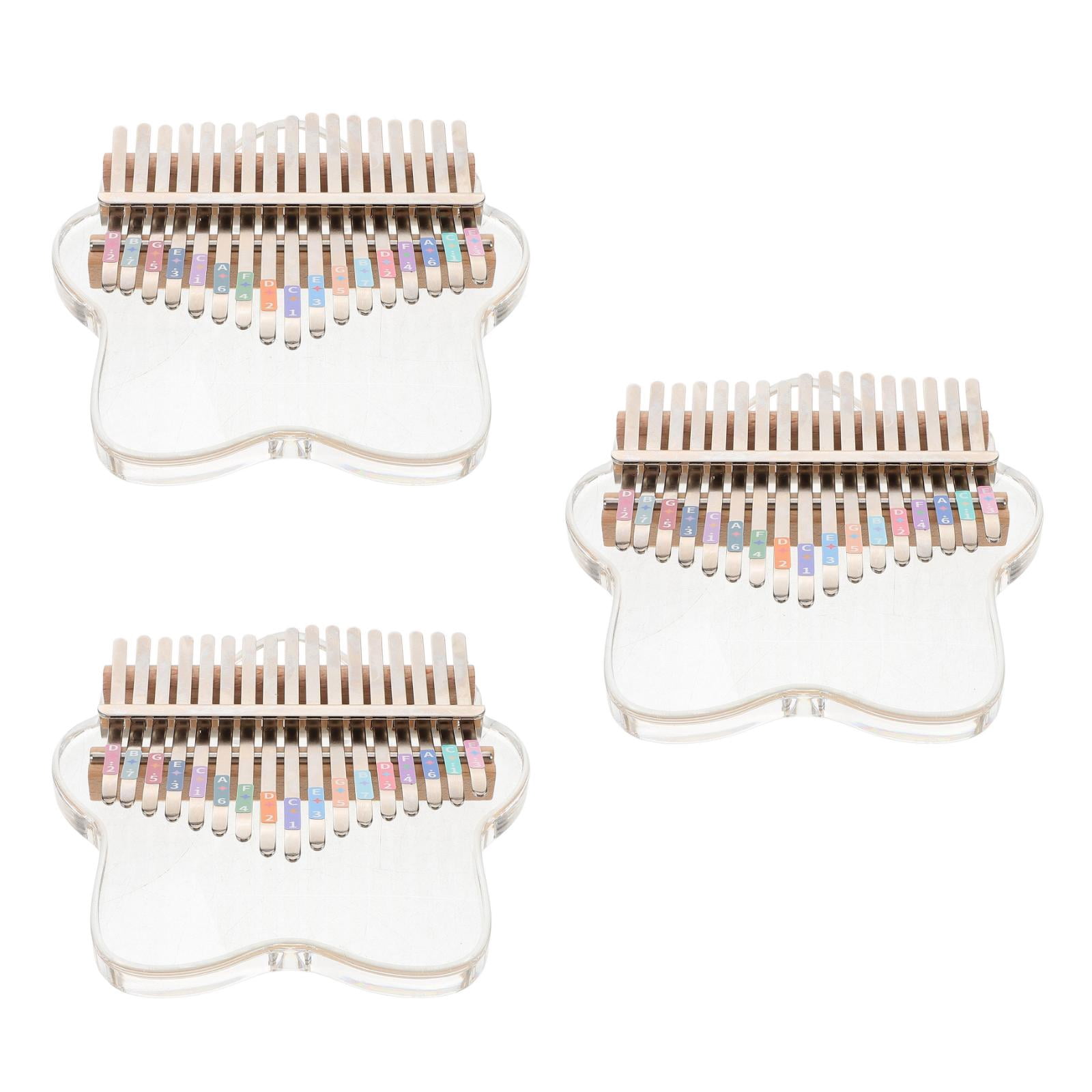 Masteelf 3pcs Transparent 17-Key Thumb Piano with Tuning Hammer Portable Kalimba for Beginners Thumb Piano Portable Kalimba Hand Piano Musical Instrument
