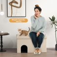 thumbnail image 4 of WoofPaw Cat Litter Box Enclosure, Hidden Litter Box Furniture Ottoman with Urine Proof Litter Mat, Flip-up Lid, Dog Proof Cat Washroom Bench Storage Cabinet, Cat Box Enclosure (Beige), 4 of 9