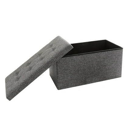 Seville Classics Foldable Storage Bench Ottoman non-woven Polyester, Charcoal Gray