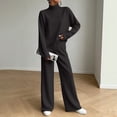 thumbnail image 2 of Byworldtasic Women 2 Piece Loungewear Outfits Mock Neck Long Sleeve Top Drawstring Wide Leg Sweatpant Casual Tracksuit Set, 2 of 7