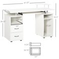 thumbnail image 4 of Bureau d'Ordinateur de Bureau, Table de Travail de Bureau avec Plateau Clavier, Blanc, 4 of 8