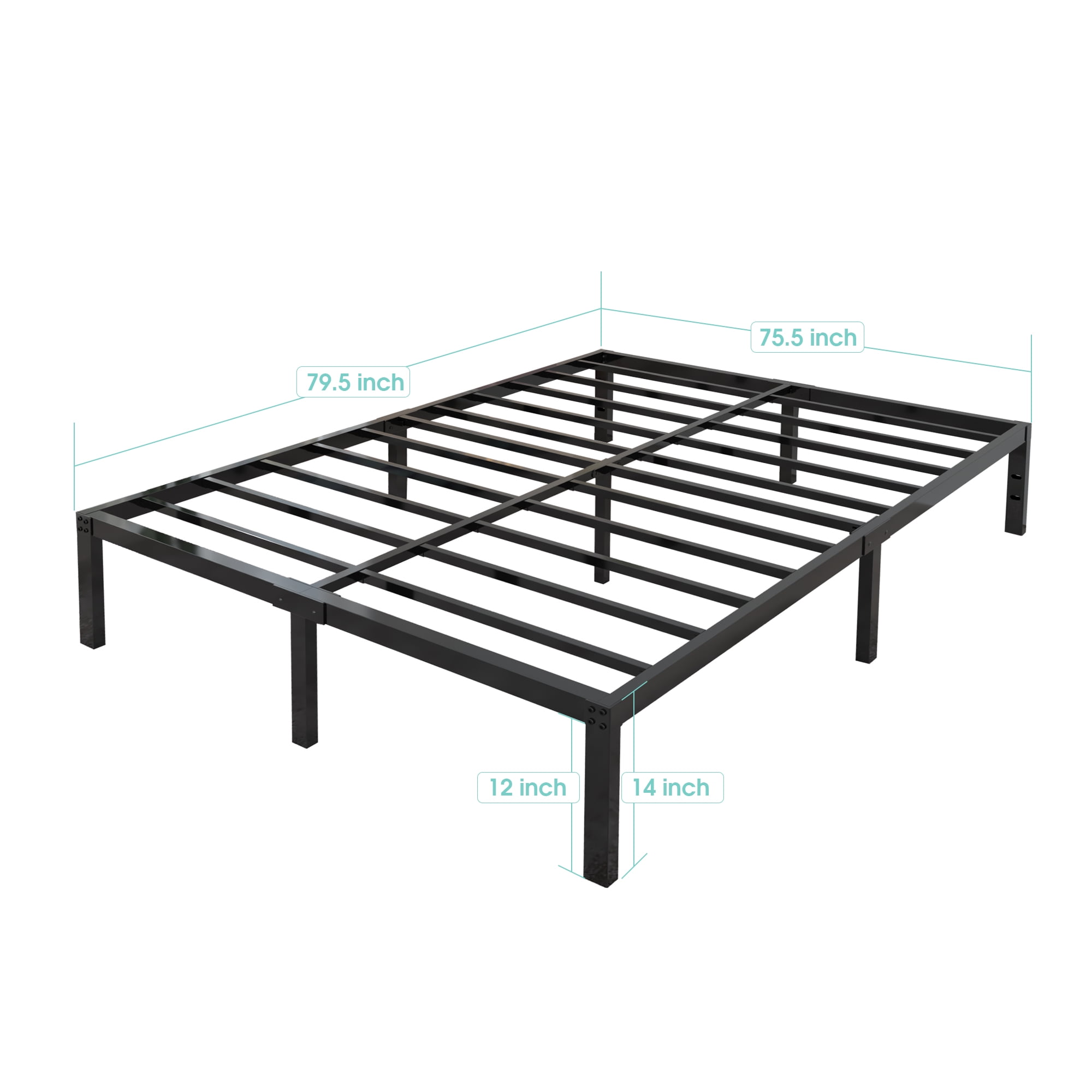yookare 14" 3500Lbs Heavy Duty Metal Foundation Bed Frame,King