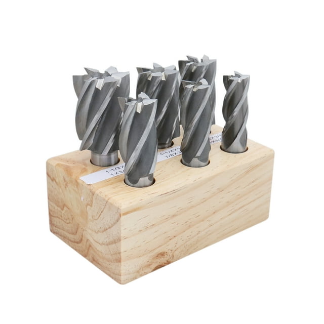 Accusize - 6 Pcs H.S.S. End Mills Set, Multi Flute (3/4'' to 1-1/2''), Ground, #1822-0206