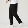 thumbnail image 6 of HOOMEUMY Men's Pants Straight Leg Drawstring Elastic Waist Trousers Comfy Sport Pants Loose Fit Jogging Bottoms Black XL, 6 of 9