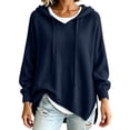 thumbnail image 5 of Womens Sweaters with Hood Knit Warm Oversized Casual Long Sleeve Fall Winter Pullover Sweaters Navy L, 5 of 9