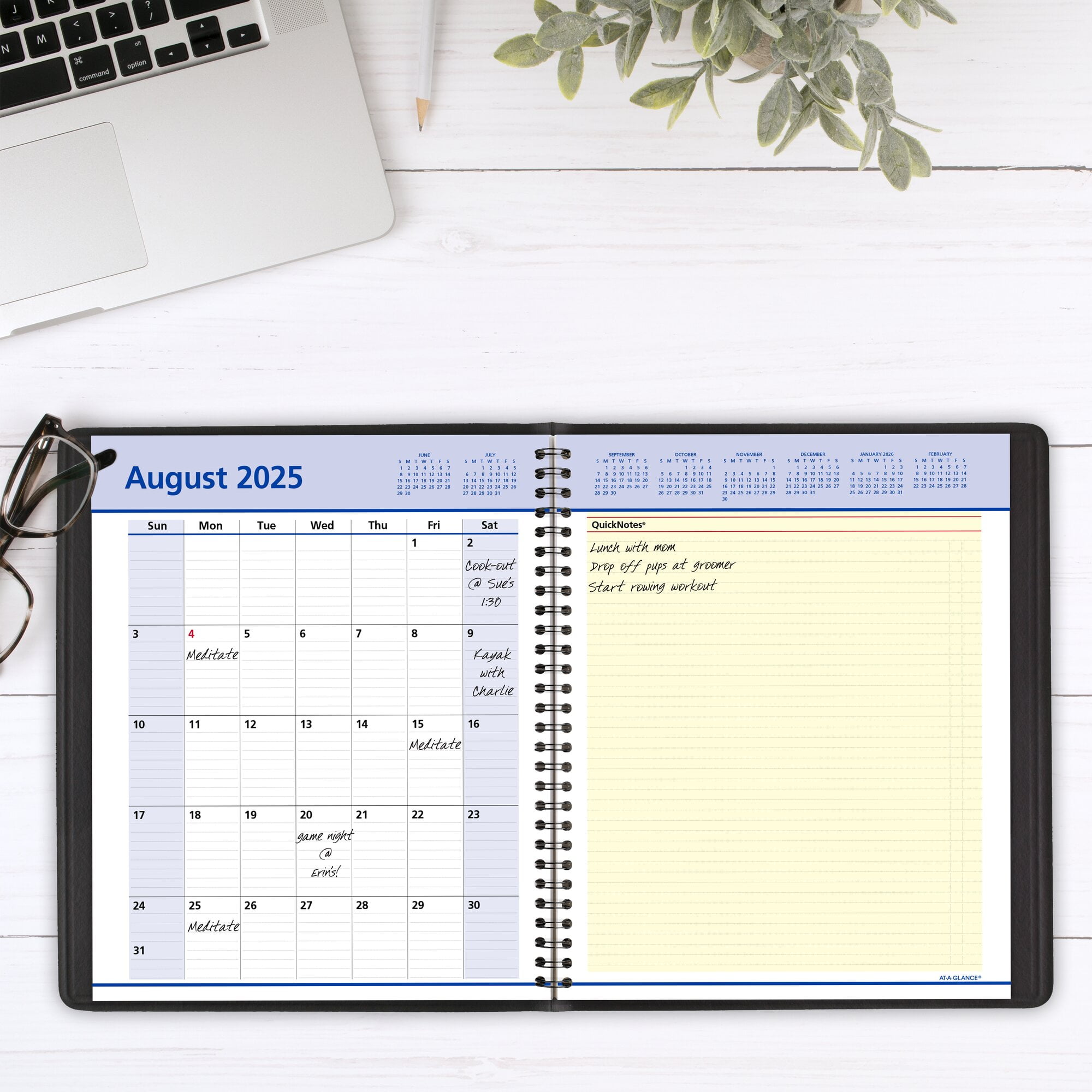 AT-A-GLANCE QuickNotes Academic 2024-2025 Weekly Monthly Planner Black Large 8 x