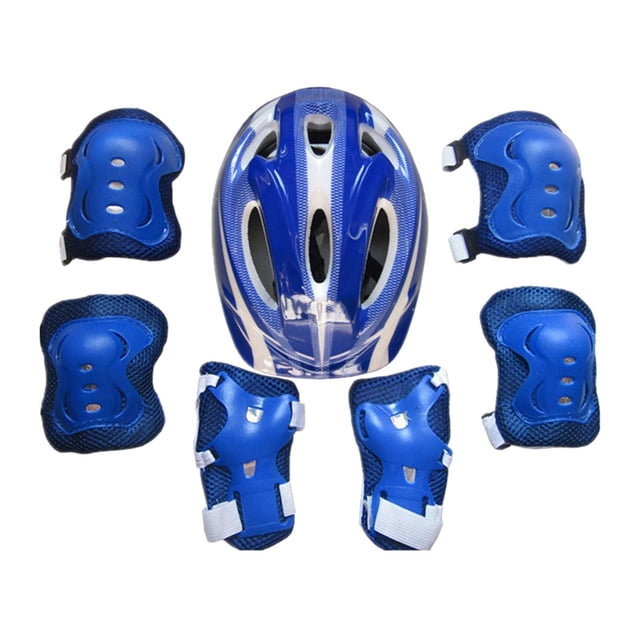 Juego de 7 protectores para casco de bicicleta infantil, para longboard deportivo Azul profundo