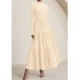 thumbnail image 2 of Vestido PRETTYGARDEN Maxi Beige de Manga Larga Otoño 2025, 2 of 5