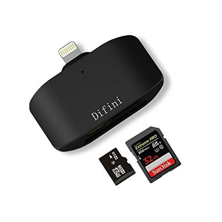 Difini Card Reader,with Lightning Micro SDTF Memory Card Trail Game Camera Reader for Apple iPhone iPad IOS External Storage Memory Expansion (Best Memory Games For Iphone)