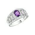 thumbnail image 3 of RYLOS Rings for Women 14K White Gold Ring Classic Style 7X5MM Oval Gemstone &  Diamond Ring February Amethyst Jewelry Size 9, 3 of 7