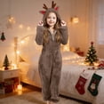 thumbnail image 2 of Shadoumai Toddler Kids Animal Onesie Christmas Hooded Zip One Piece Jumpsuit Christmas Reindeer Onesie For Kids Girls Jumpsuits Deer Animal One Piece Hooded Onesie Holiday Jumpsuit, 2 of 6