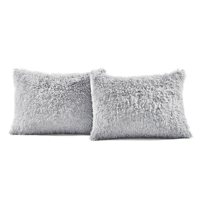 Lush Decor Emma Faux Fur Comforter Set - Dark Gray - Full - Queen