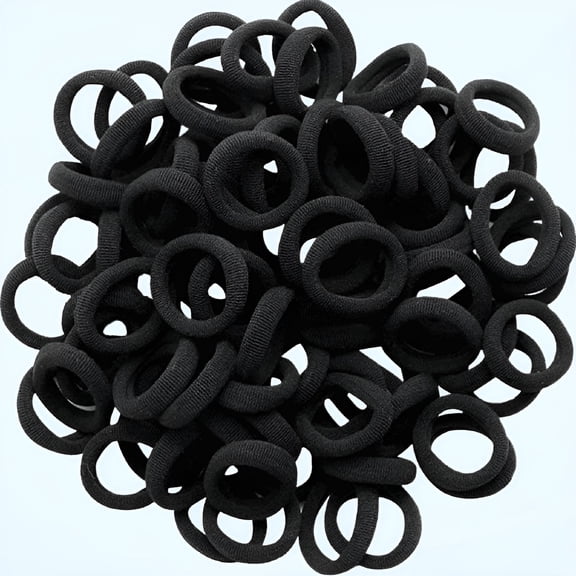 VANIDO 300PCS Black Hair Ties for Baby Girls, Cotton Seamless Non Pull Elastic Hair Bands No Crease Ponytail Holders for Kids Girls, Toddlers (Diameter in 0.78 Inch)