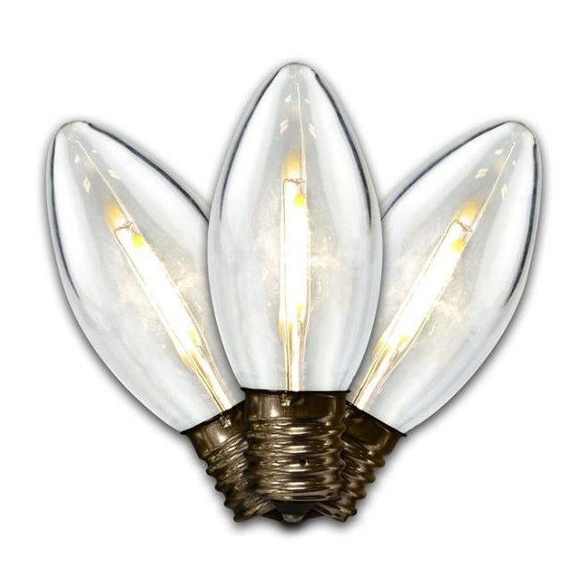 Holiday Bright Lights 9009331 Smooth Filament LED C9 Christmas Light Bulbs, Pure White